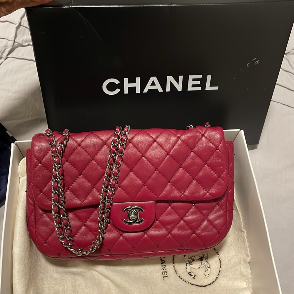 CHANEL CC SINGLE FLAP BAG MEDIUM LAMBSKIN SHW